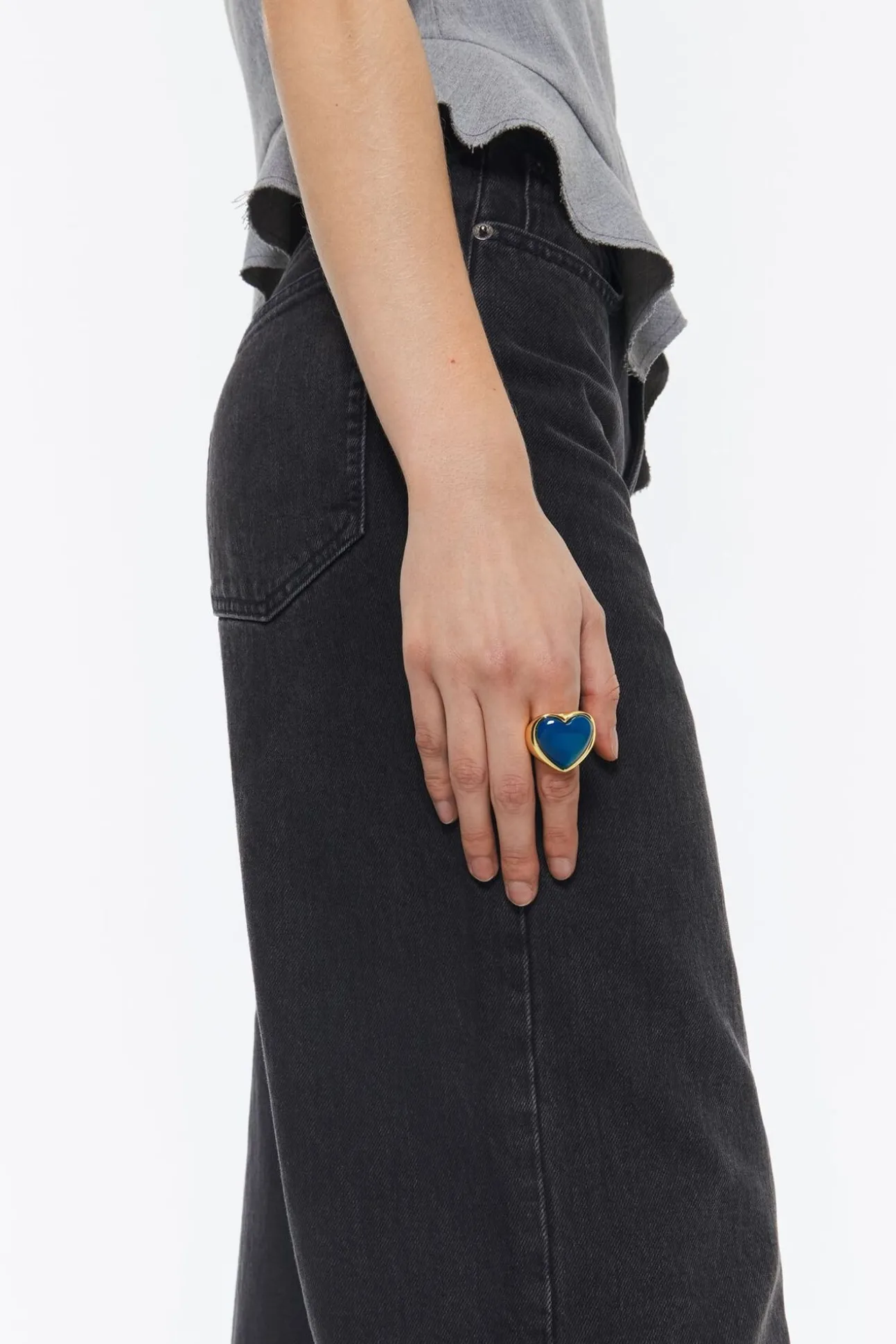 BIMBA Y LOLA Anillo Corazon Piedra Azul<Mujer Anillos