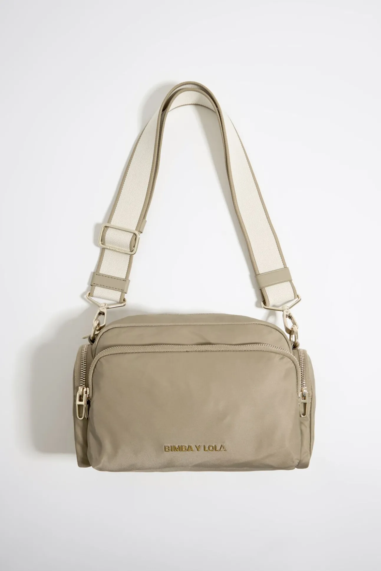 BIMBA Y LOLA Bolso Bandolera Mediano Nylon Caqui Claro<Mujer Bolsos Nylon