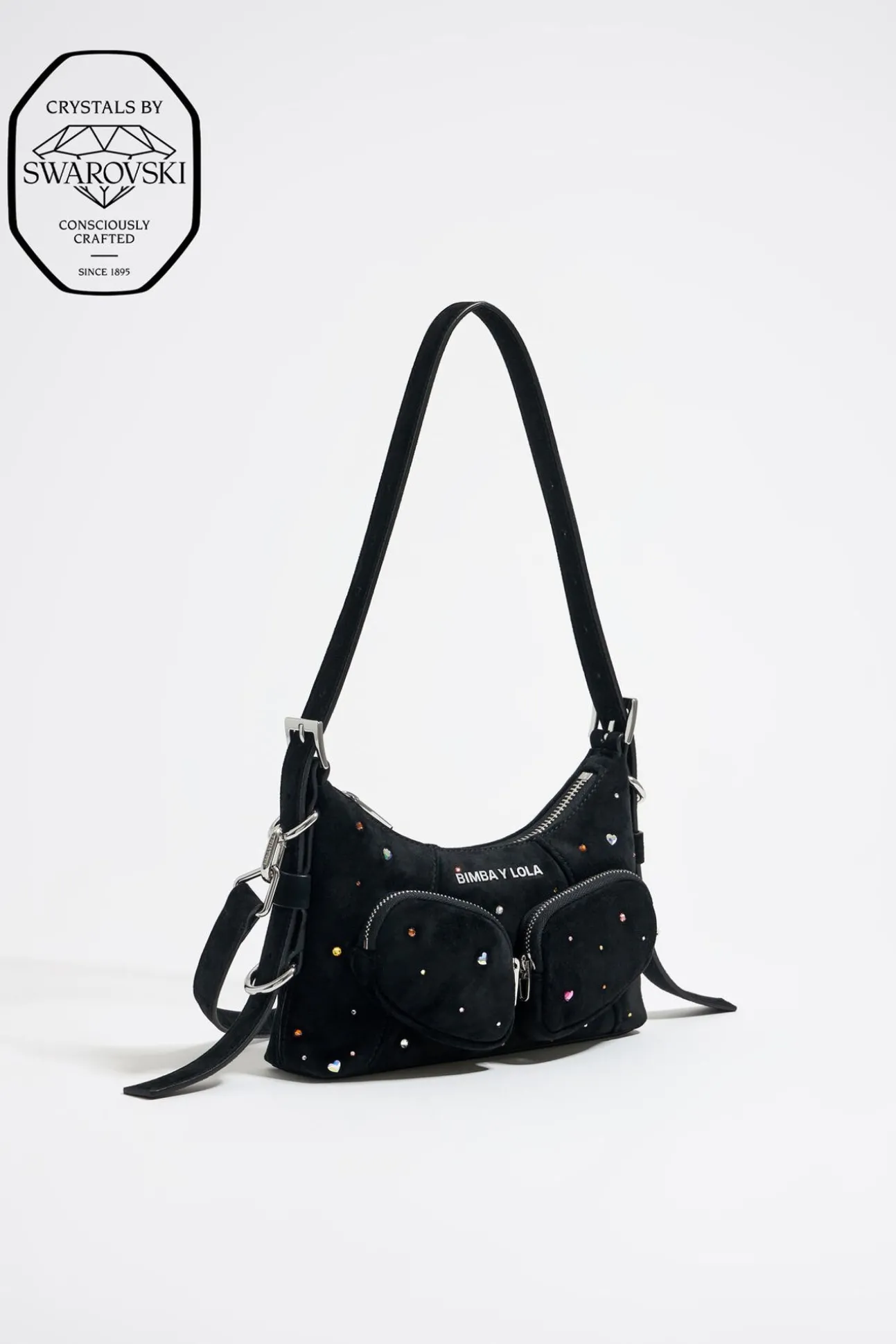 BIMBA Y LOLA Bolso Hobo Pocket Mini Piel Swarovski Negro<Mujer Bolsos Pocket