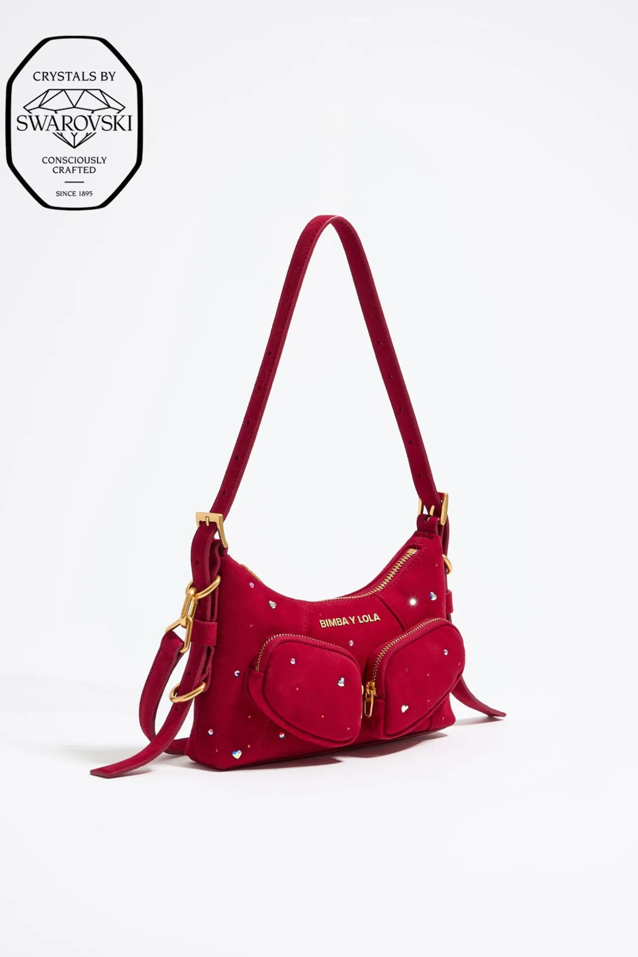 BIMBA Y LOLA Bolso Hobo Pocket Mini Piel Swarovski Rojo<Mujer Bolsos Pocket