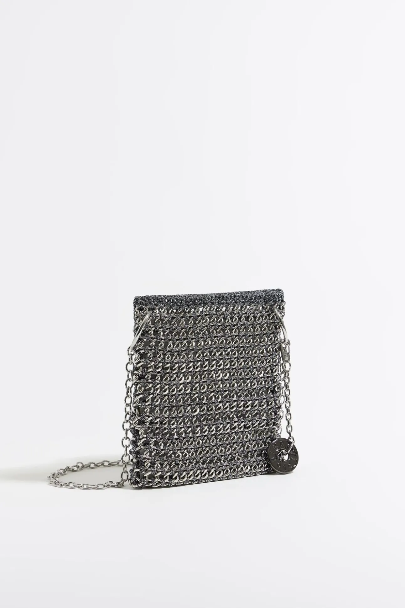 BIMBA Y LOLA Bolso Plano Mini Crochet Cadena Plata<Mujer Minibolsos