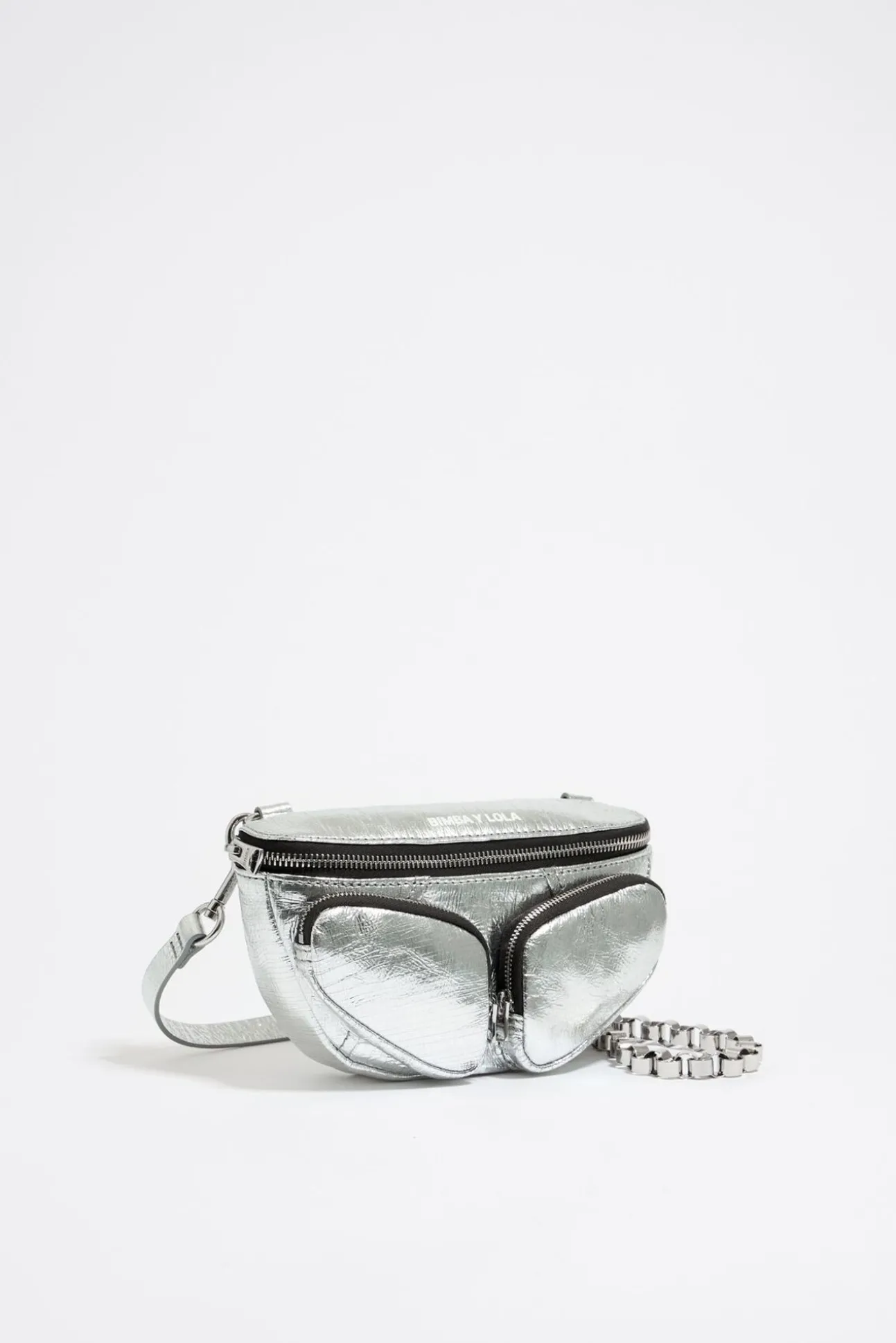 BIMBA Y LOLA Bolso Rinonera Pocket Mini Piel Plateado<Mujer Bolsos Pocket