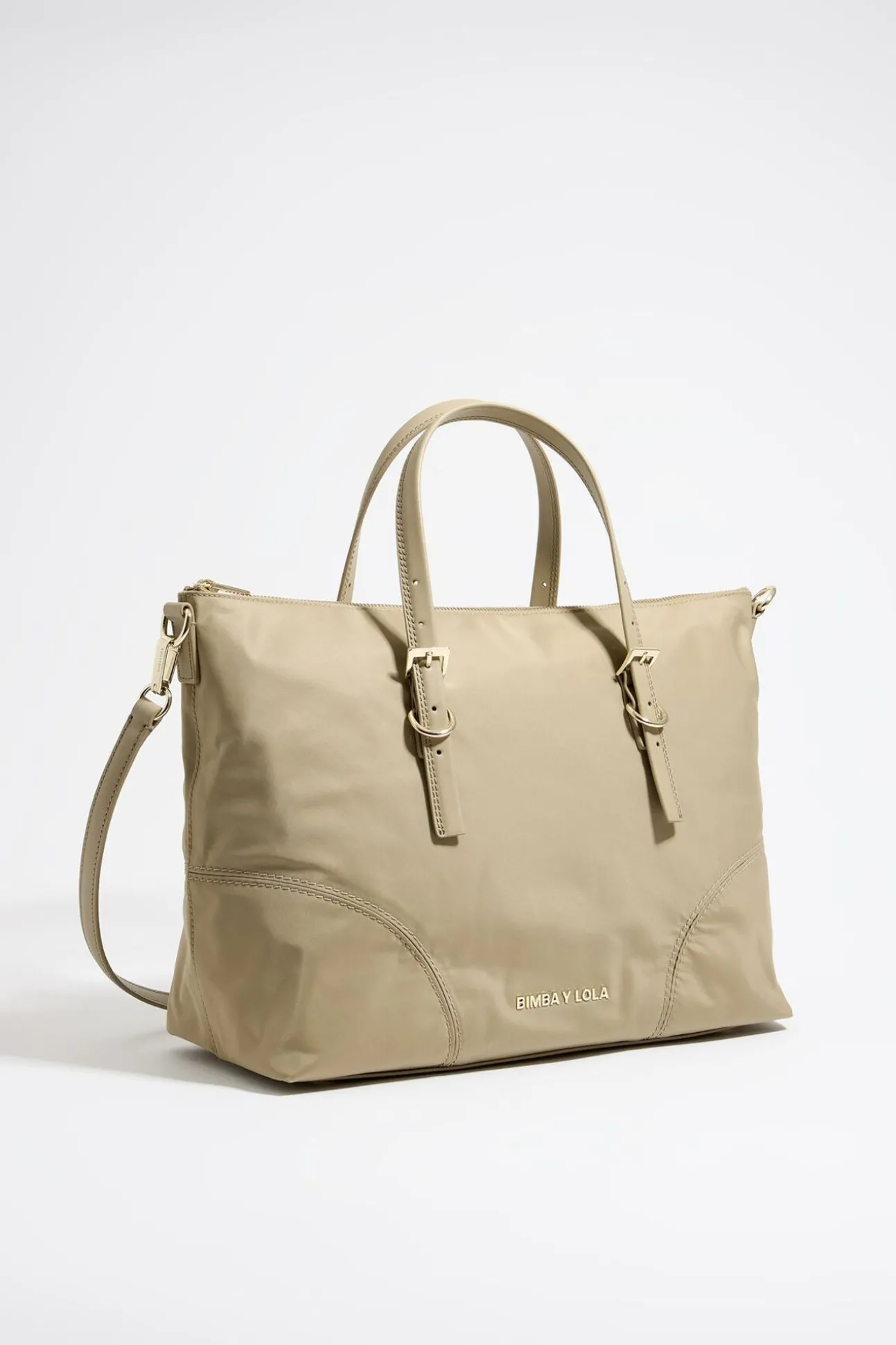 BIMBA Y LOLA Bolso Shopper Grande Caqui Claro<Mujer Bolsos Nylon