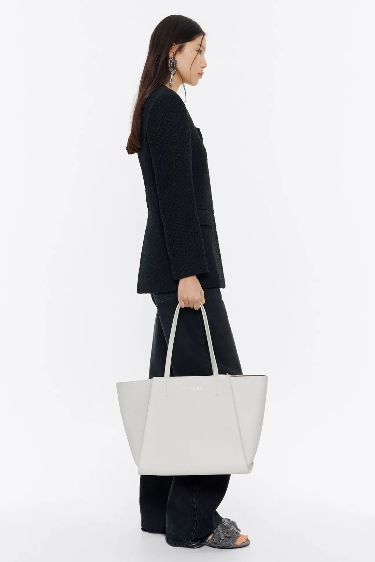 BIMBA Y LOLA Bolso Shopper Grande Piel Blanco Roto<Mujer Bolsos Piel