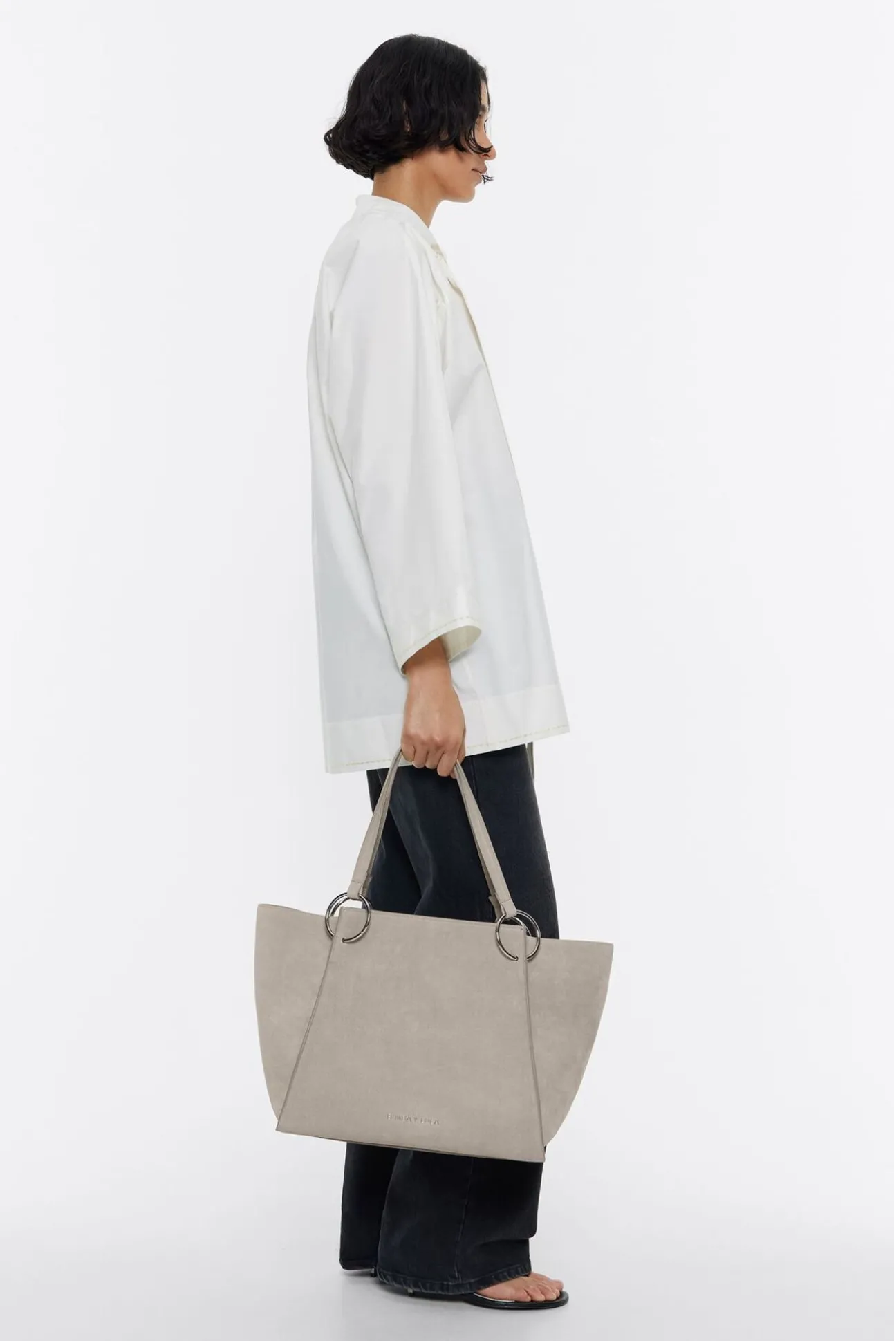 BIMBA Y LOLA Bolso Shopper Grande Piel Piedra<Mujer Bolsos Piel