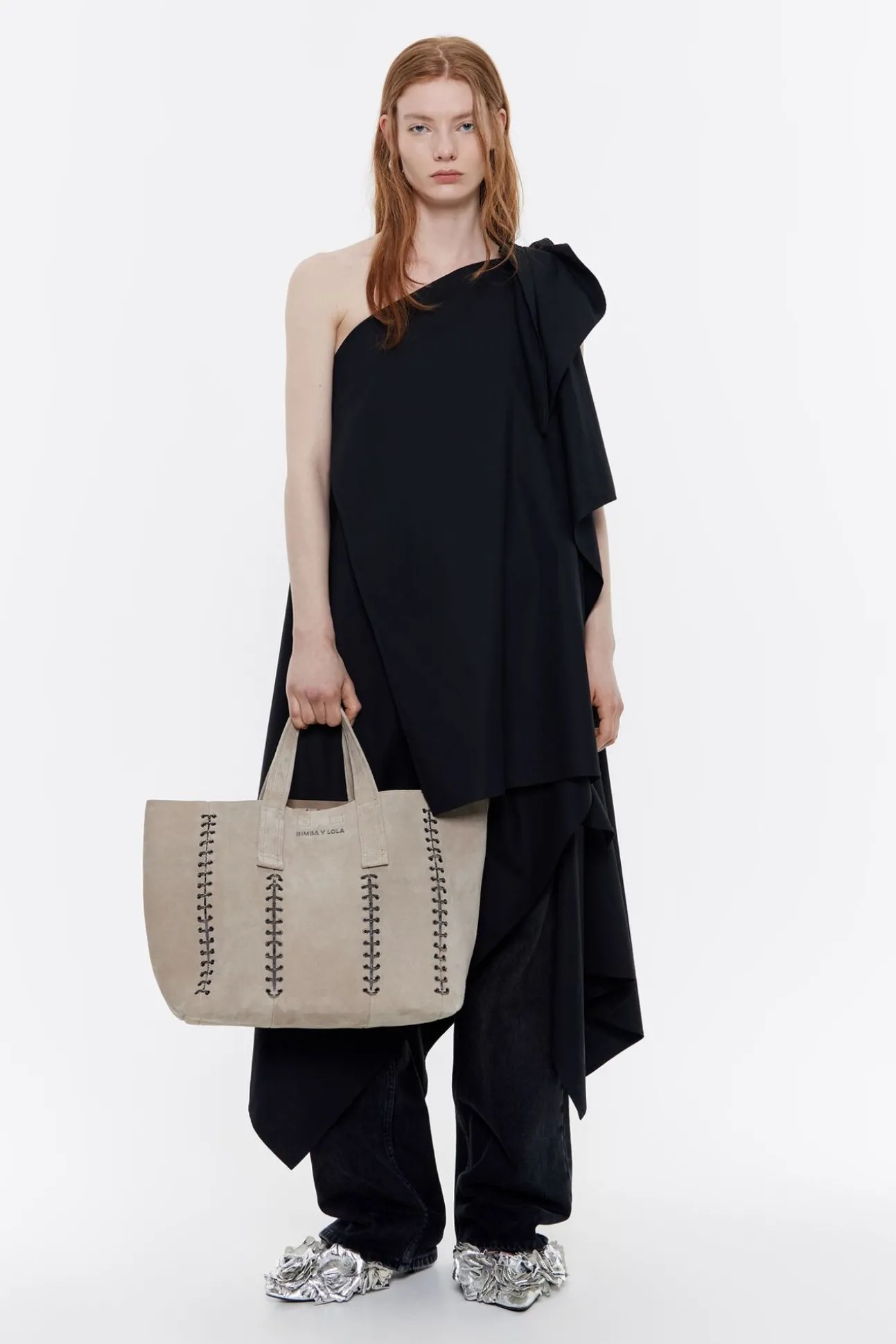 BIMBA Y LOLA Bolso Shopper Grande Serraje Piedra<Mujer Bolsos Piel