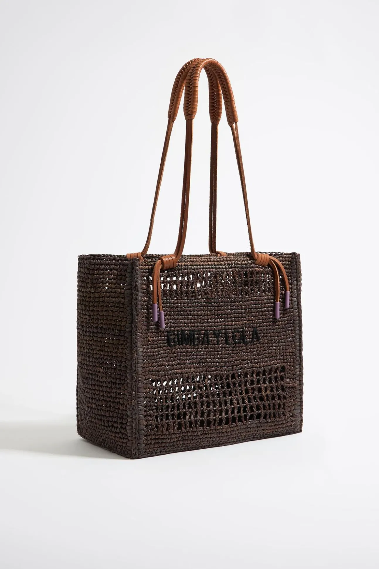 BIMBA Y LOLA Bolso Tote Grande Rafia Chocolate<Mujer Bolsos De Hombro