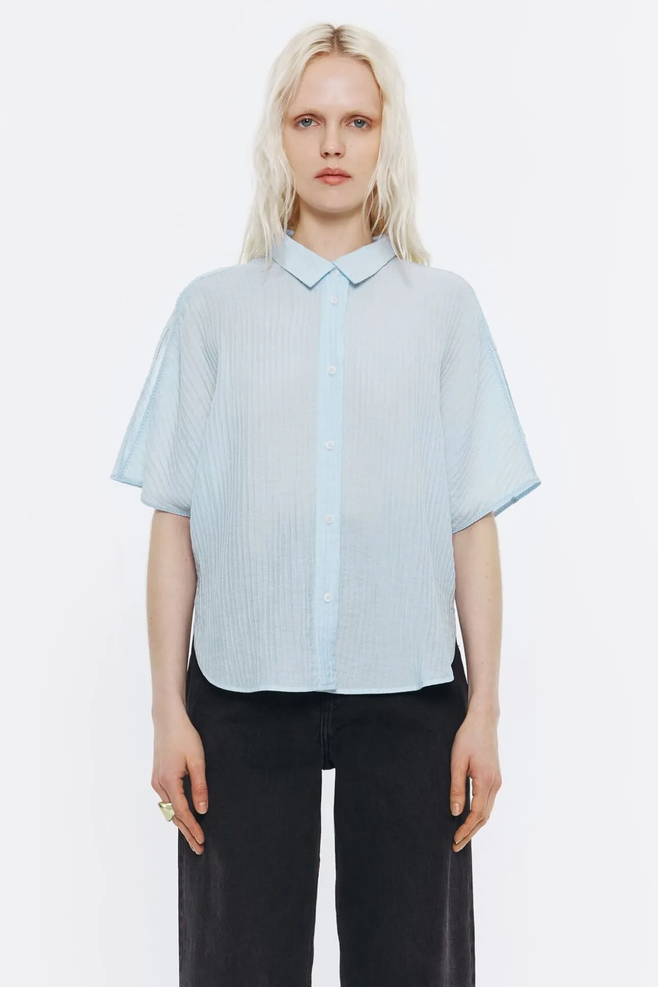 BIMBA Y LOLA Camisa Capa Corta Azul Claro<Mujer Camisas