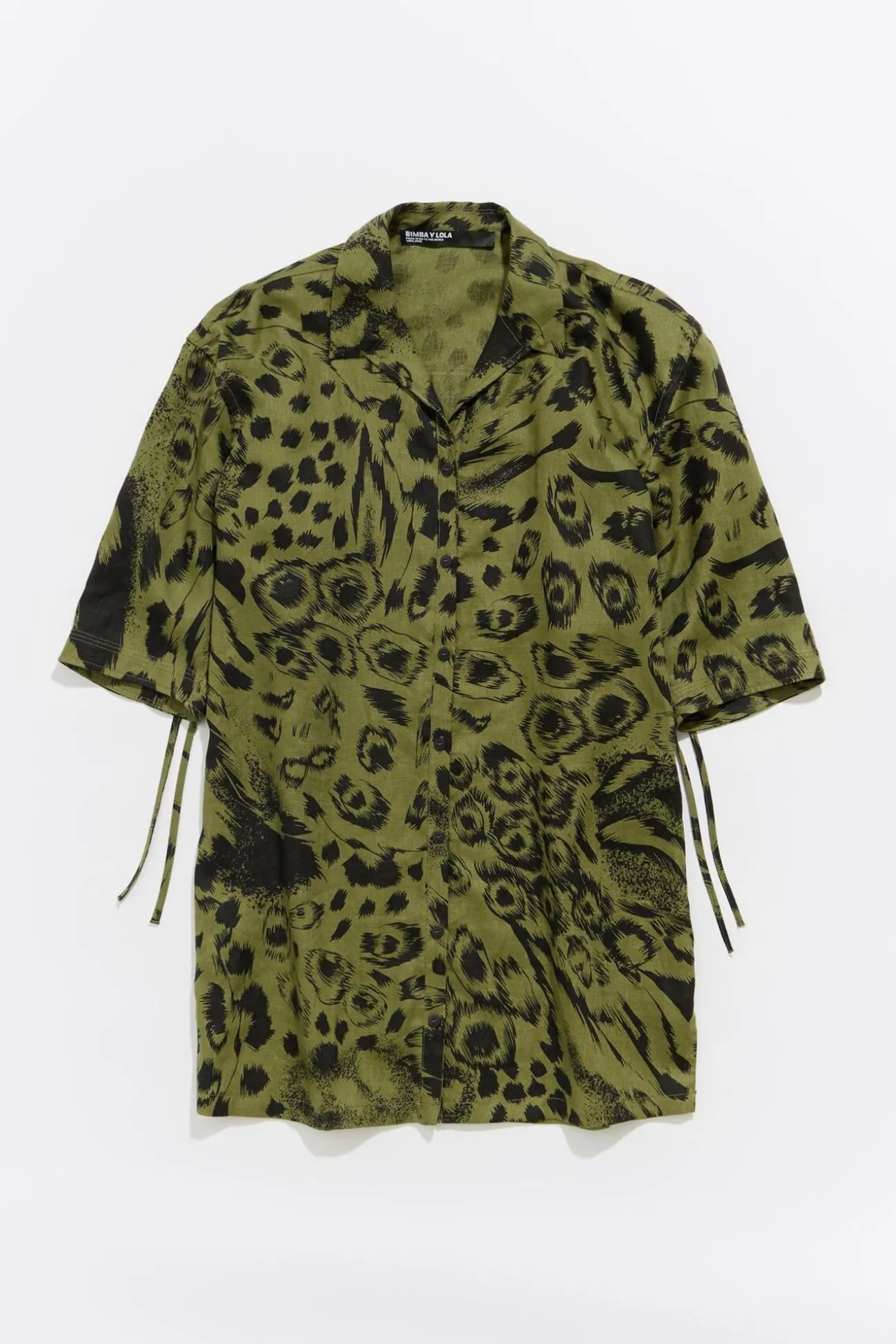 BIMBA Y LOLA Camisa Oversize Lino Animal Mix Verde<Mujer Total Look