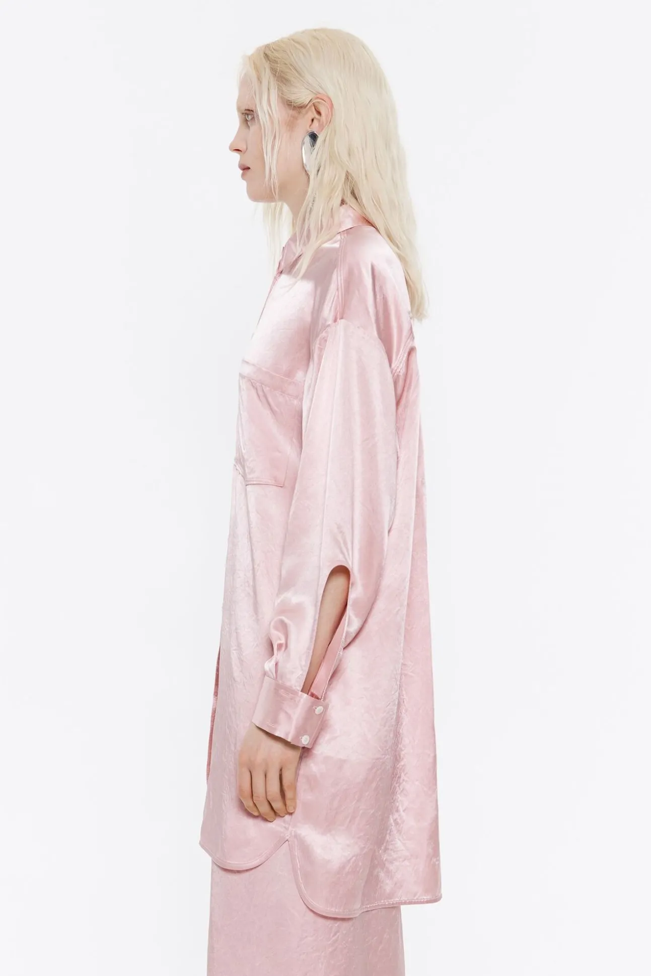 BIMBA Y LOLA Camisa Oversize Saten Rosa<Mujer Total Look