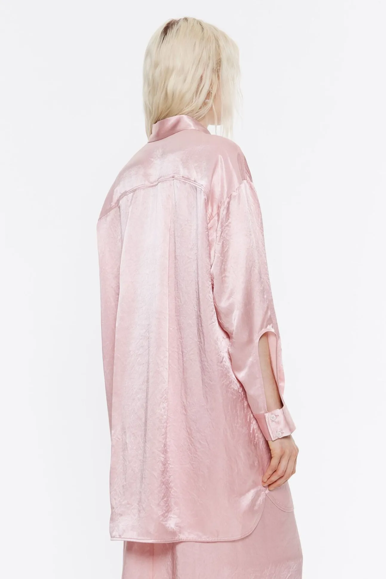 BIMBA Y LOLA Camisa Oversize Saten Rosa<Mujer Total Look