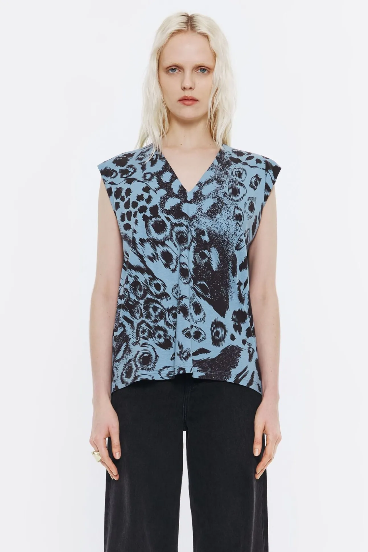 BIMBA Y LOLA Camiseta Recta Algodon Animal Mix Azul<Mujer Total Look