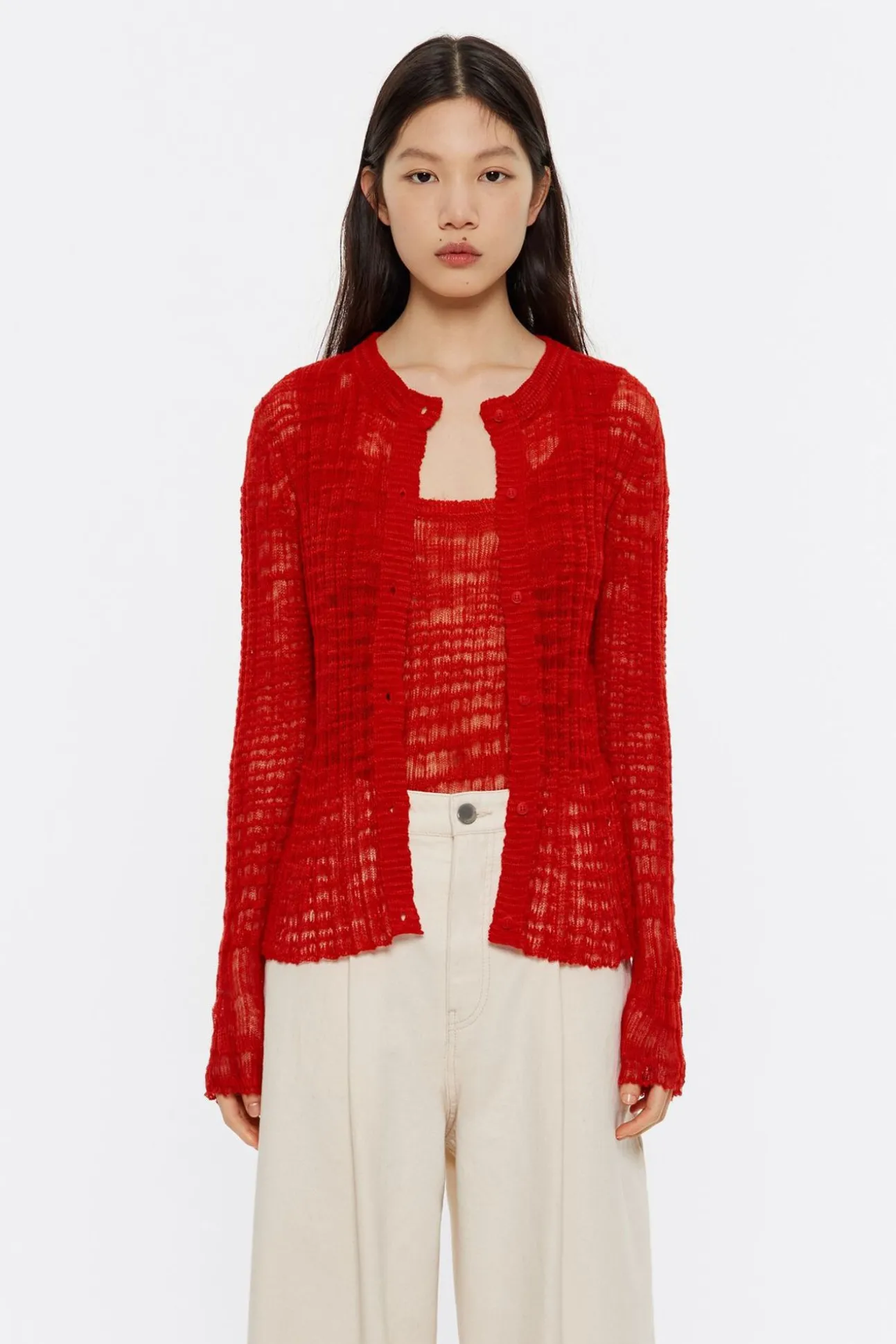 BIMBA Y LOLA Cardigan Ajustado Punto Rojo<Mujer Punto