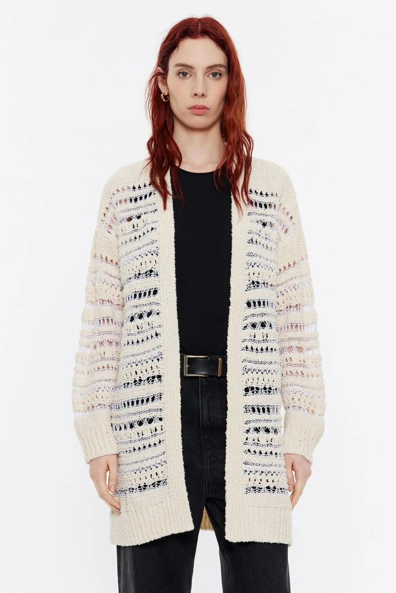 BIMBA Y LOLA Cardigan Desagujado Marfil<Mujer Punto