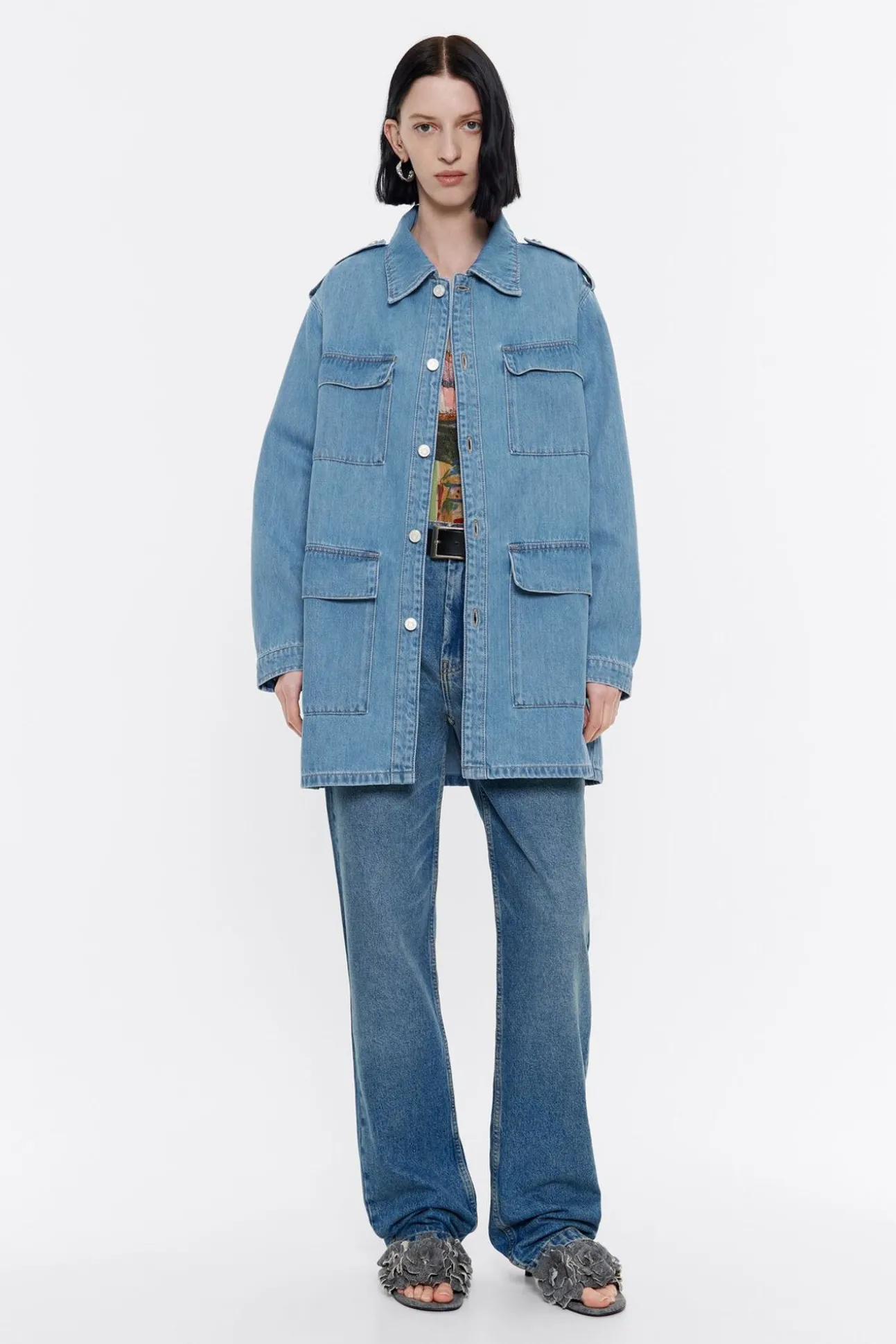 BIMBA Y LOLA Cazadora Denim Larga Azul<Mujer Denim