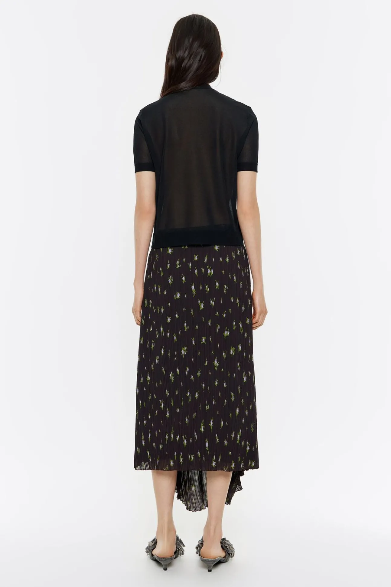 BIMBA Y LOLA Falda Midi Flowers Negra<Mujer Faldas