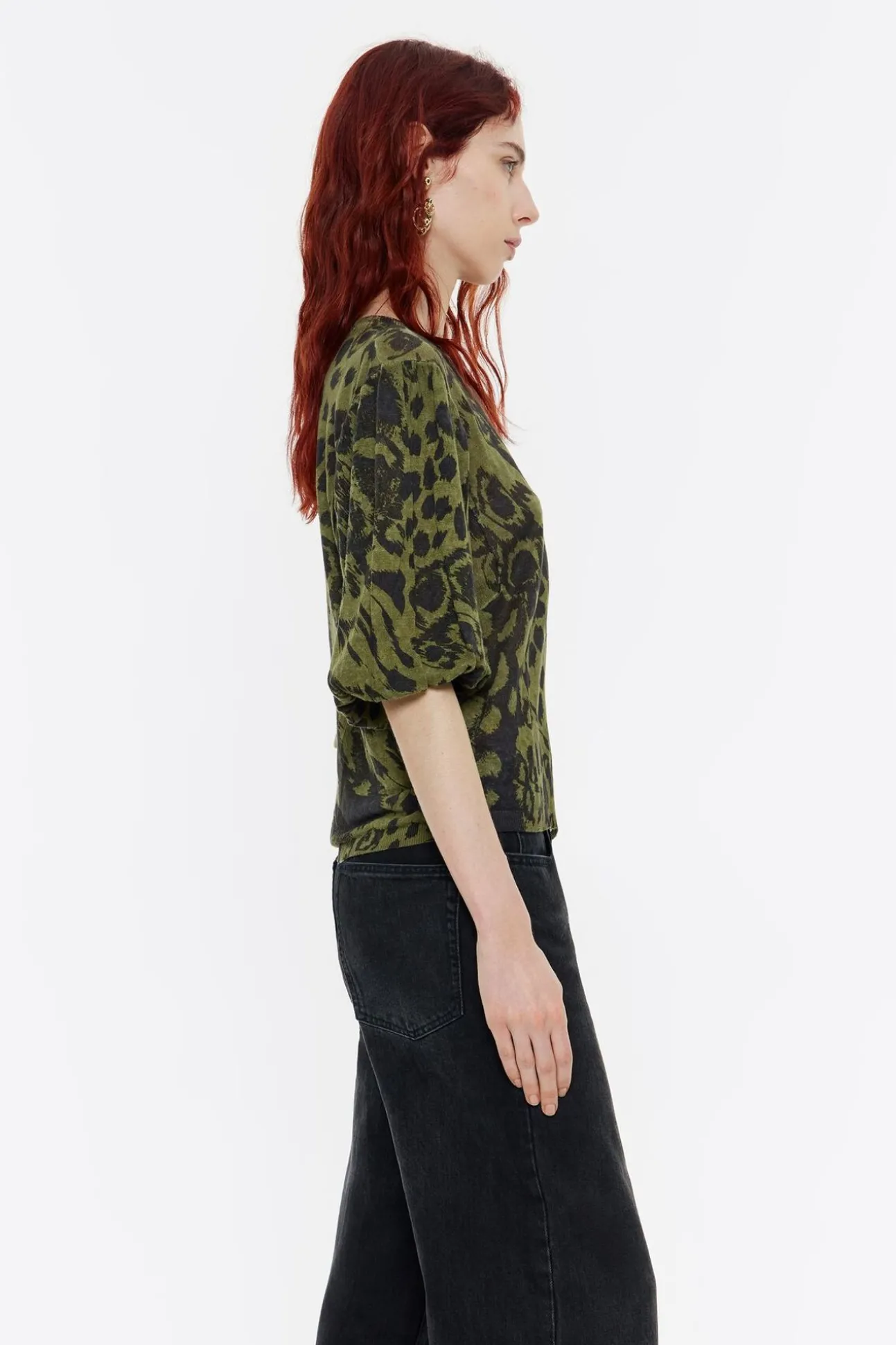 BIMBA Y LOLA Jersey Lino Animal Mix Verde<Mujer Punto