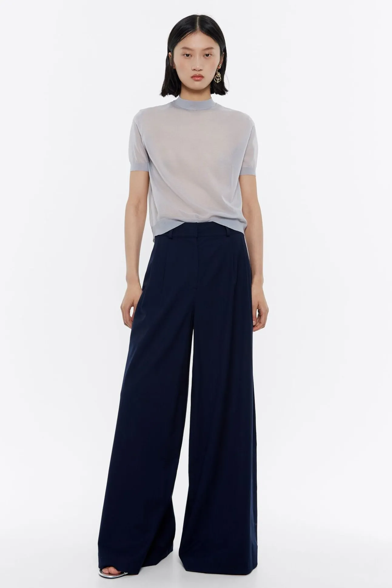 BIMBA Y LOLA Pantalon Campana Pinzas Marino Oscuro<Mujer Pantalones