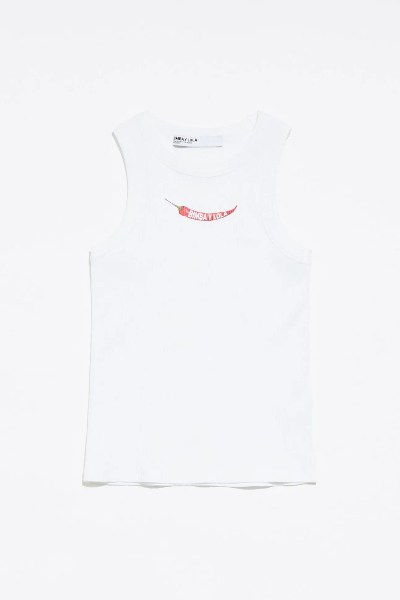 BIMBA Y LOLA Top Ajustado Guindilla Blanco<Mujer Camisetas