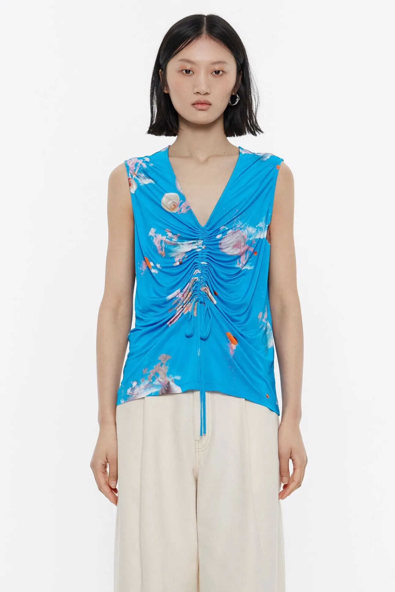 BIMBA Y LOLA Top Recto Waves Azul<Mujer Camisetas