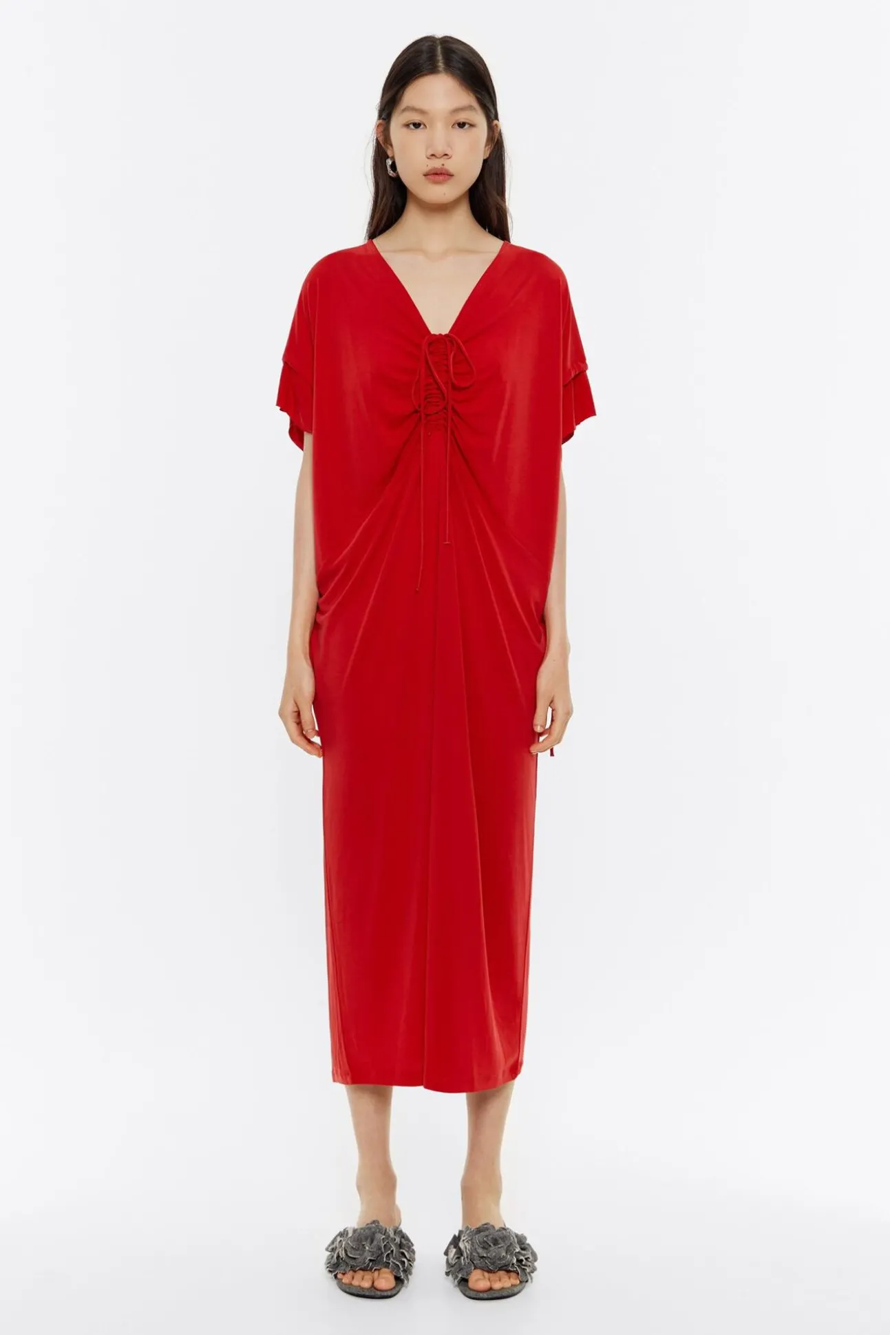 BIMBA Y LOLA Vestido Fluido Midi Rojo<Mujer Vestidos Y Monos