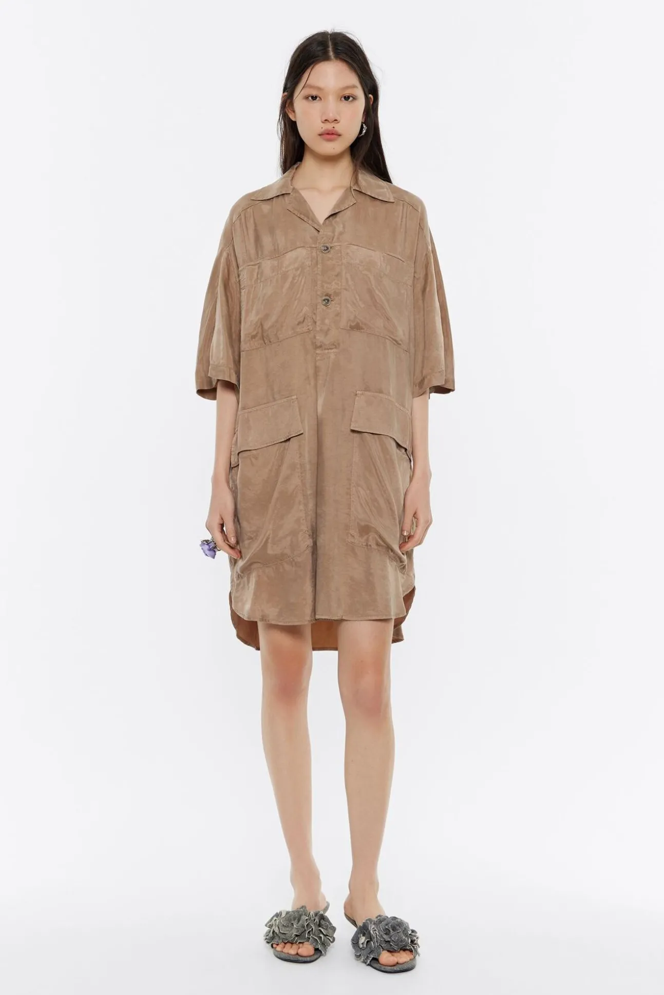 BIMBA Y LOLA Vestido Oversize Fluido Camel<Mujer Vestidos Y Monos