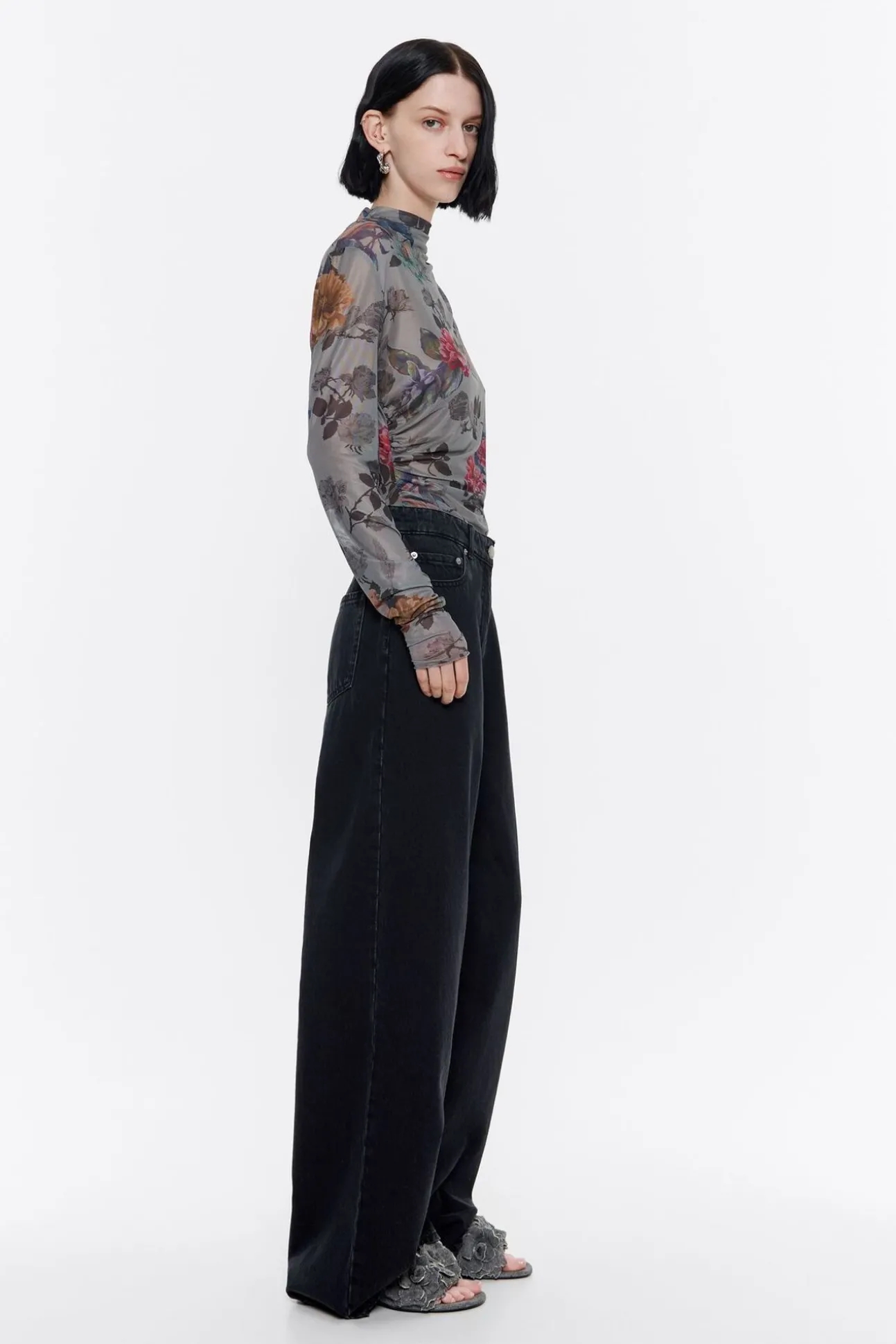 BIMBA Y LOLA Wide Leg - Vaquero Negro Lavado<Mujer Denim